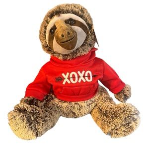 Dan Dee Collectors Choice Sloth Red XOXO Hoodie 17" Plush Stuffed Valentines NEW